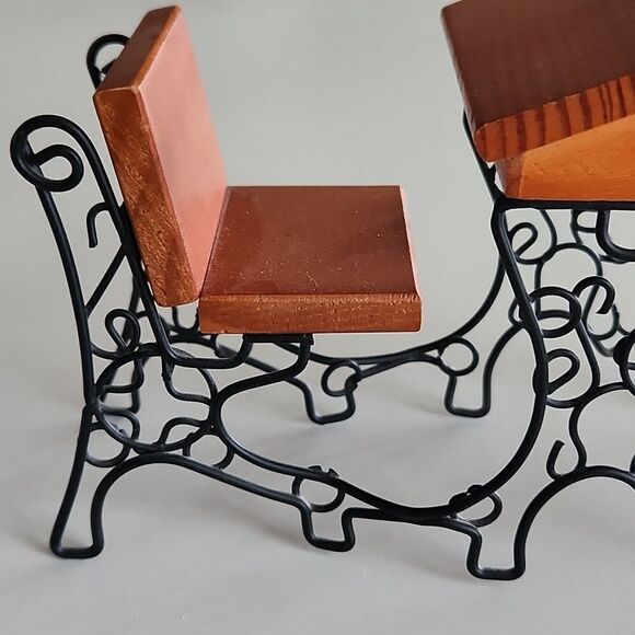 VNTG Minature Wooden with Metal Frame Student Doll Furniture Desk - Picture 4 of 9